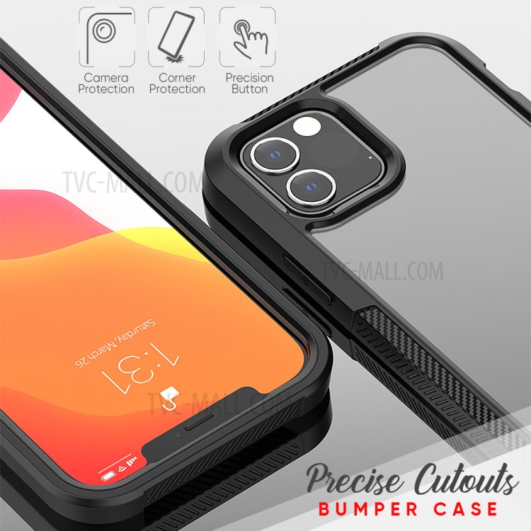 Thickened Non-slip Acrylic+TPU+Plastic Phone Case for iPhone 12 Pro / iPhone 12 - Black-8