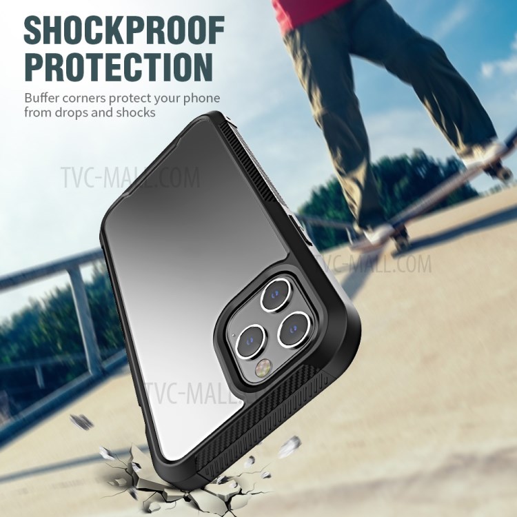 Thickened Non-slip Acrylic+TPU+Plastic Phone Case for iPhone 12 Pro Max - Black-5