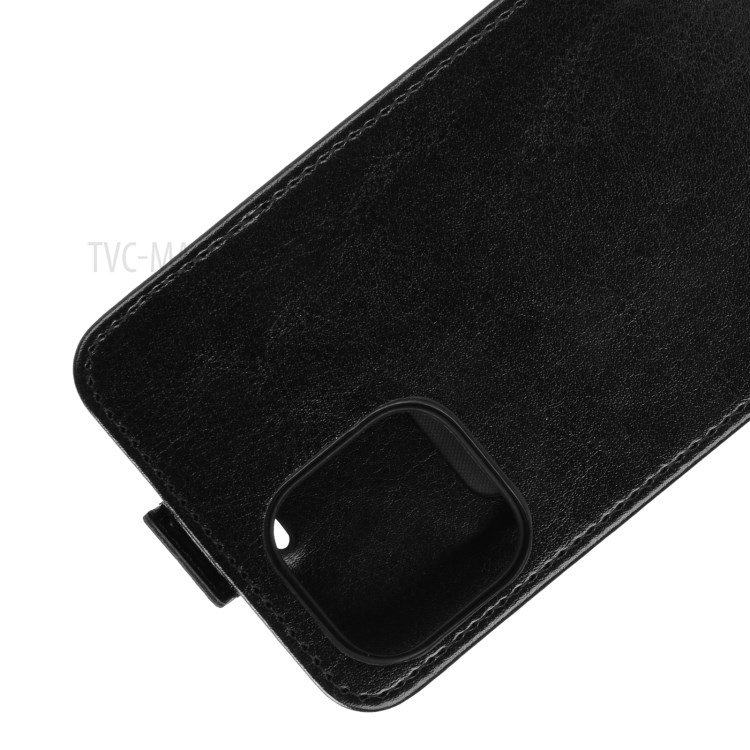 Vertical Flip Cover for iPhone 12 Pro Max Crazy Horse Texture Leather Case - Black-3