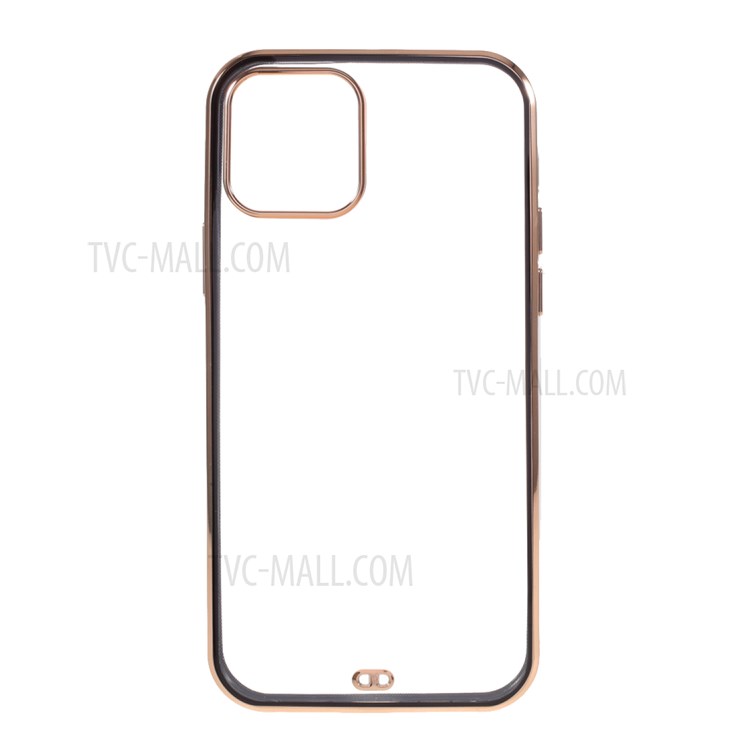 Bi-color Electroplating TPU Frame Clear TPU Case for iPhone 12 Pro / iPhone 12 - Black-1