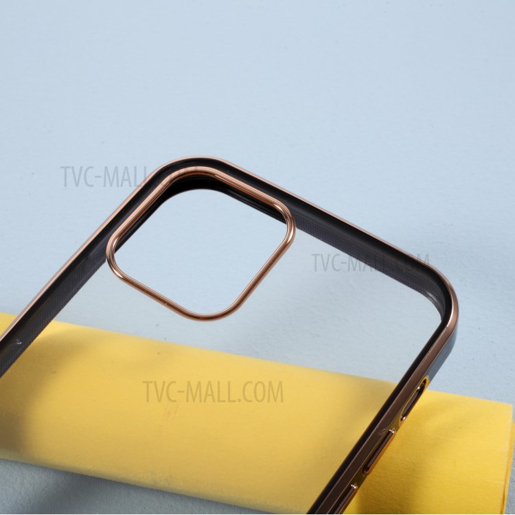 Bi-color Electroplating TPU Frame Clear TPU Case for iPhone 12 Pro / iPhone 12 - Black-2