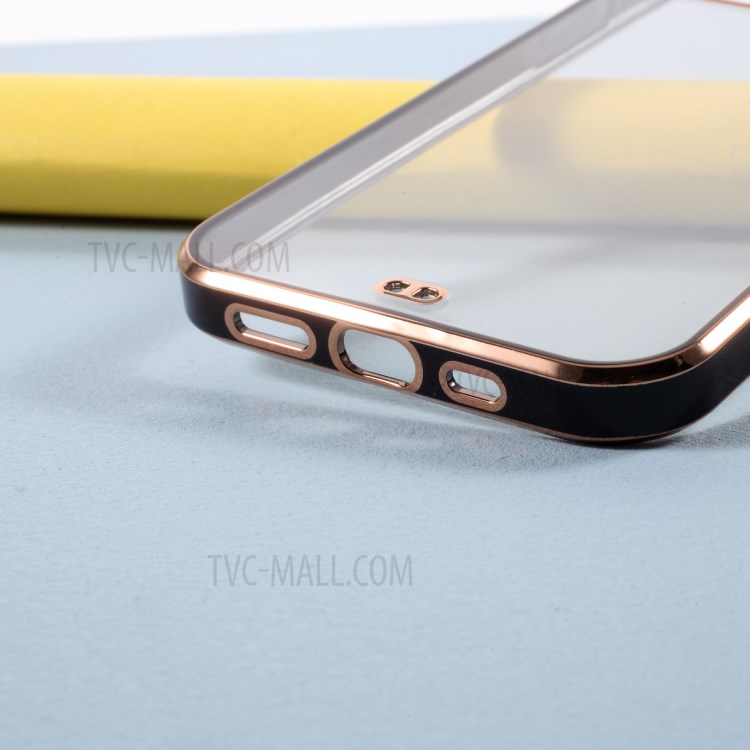 Bi-color Electroplating TPU Frame Clear TPU Case for iPhone 12 Pro / iPhone 12 - Black-3
