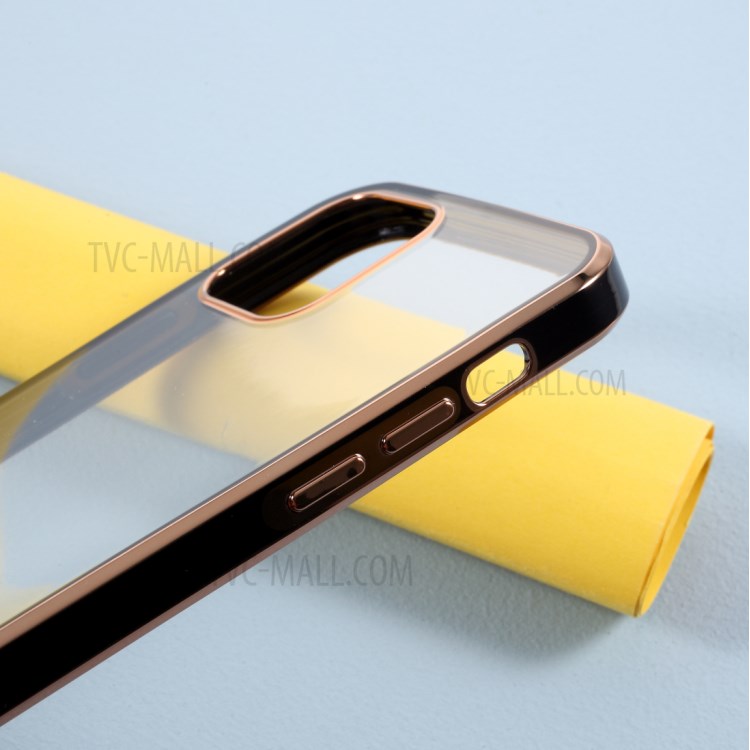 Bi-color Electroplating TPU Frame Clear TPU Case for iPhone 12 Pro / iPhone 12 - Black-5