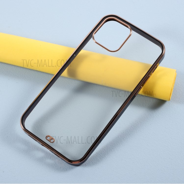 Bi-color Electroplating TPU Frame Clear TPU Case for iPhone 12 Pro / iPhone 12 - Black-6