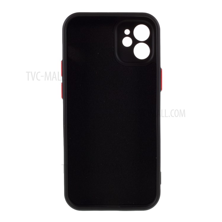 Contrast Color Button TPU Shell with Soft Lint Inner for iPhone 12 Case - Black-3
