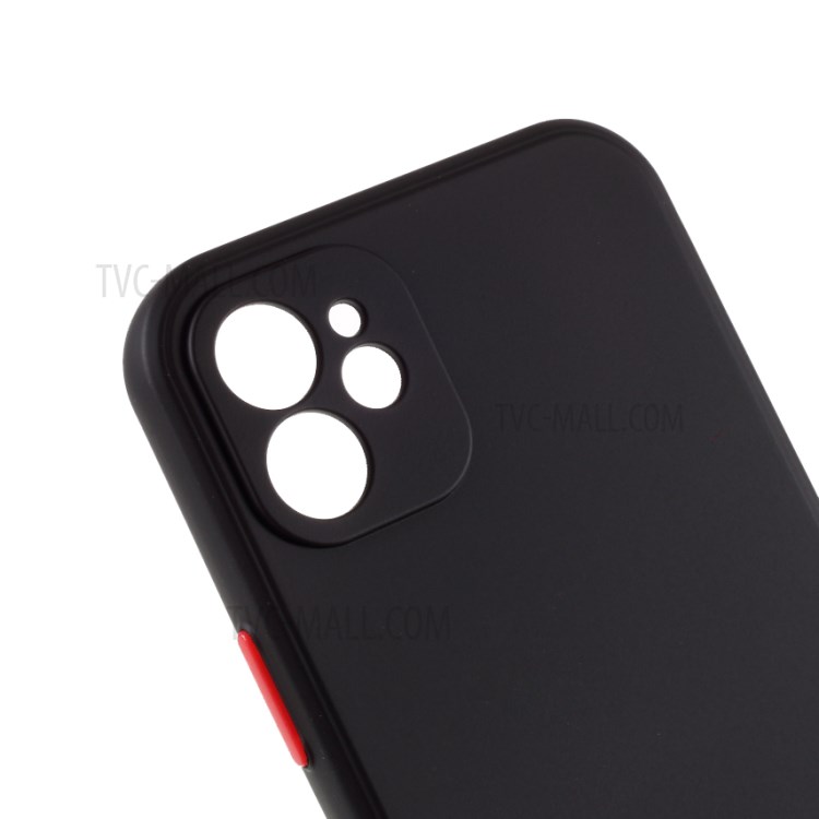 Contrast Color Button TPU Shell with Soft Lint Inner for iPhone 12 Case - Black-4