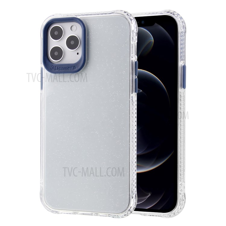 Transparent Lens Protection TPU + PC Hybrid Phone Cover Case for iPhone 12/12 Pro - Blue-1