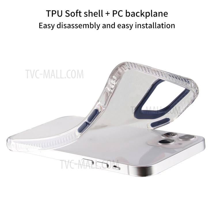 Transparent Lens Protection TPU + PC Hybrid Phone Cover Case for iPhone 12/12 Pro - Blue-3