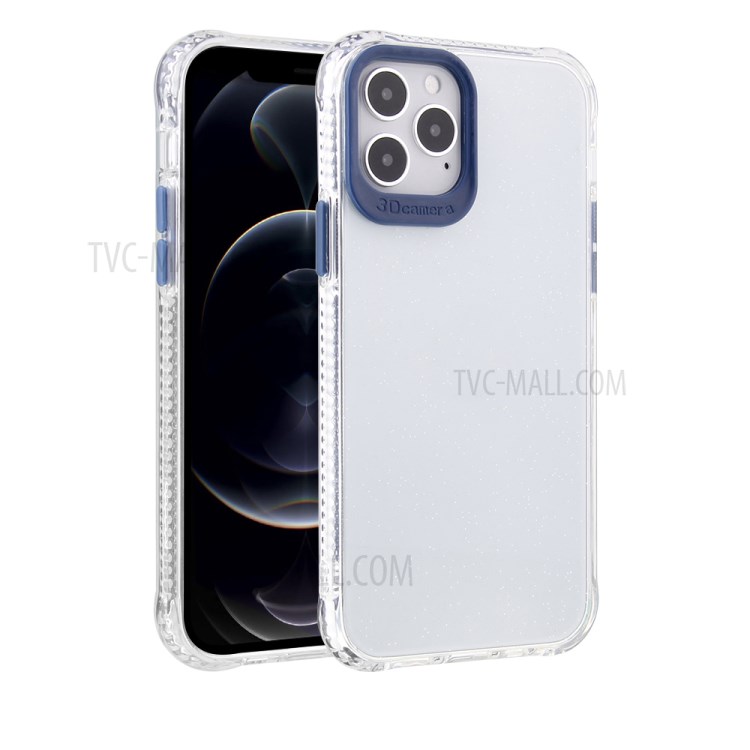 Transparent Color-Rounded Lens Protection TPU + PC Hybrid Phone Cover Case for iPhone 12 mini - Blue-1