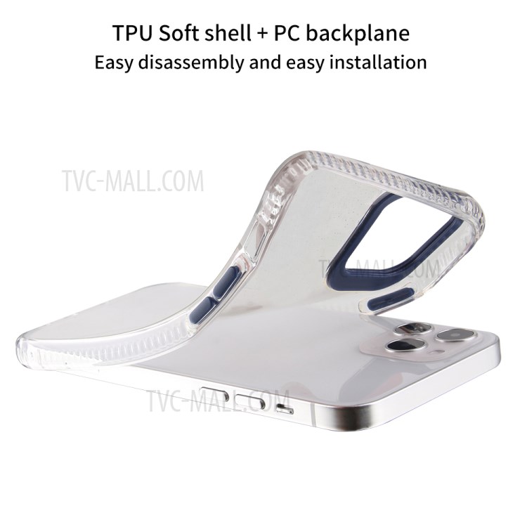 Transparent Color-Rounded Lens Protection TPU + PC Hybrid Phone Cover Case for iPhone 12 mini - Blue-3