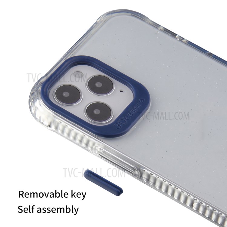 Transparent Color-Rounded Lens Protection TPU + PC Hybrid Phone Cover Case for iPhone 12 mini - Blue-4