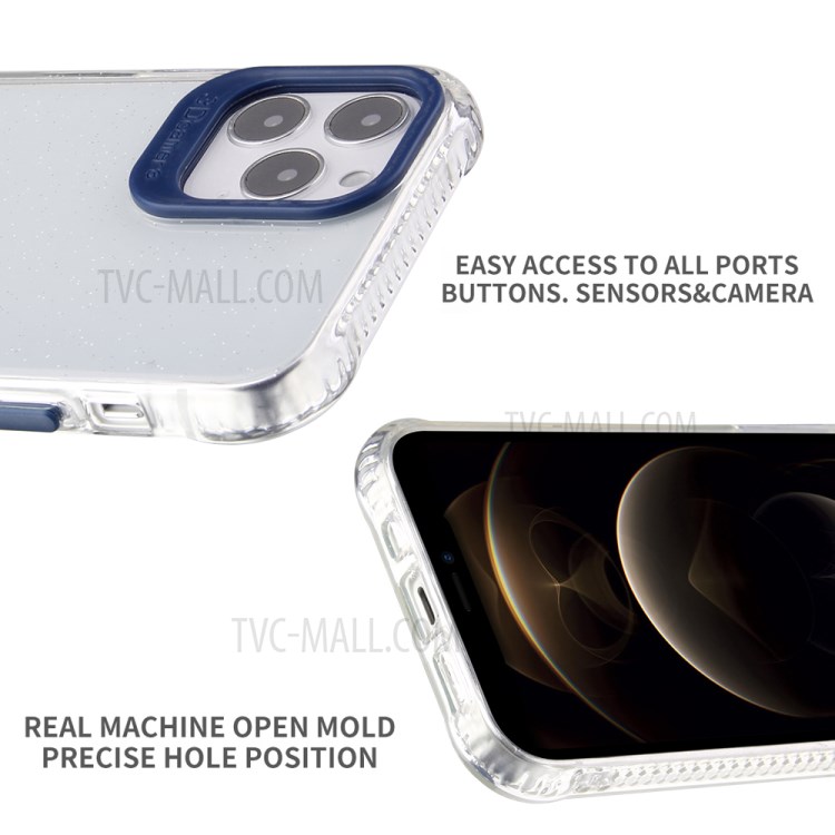Transparent Color-Rounded Lens Protection TPU + PC Hybrid Phone Cover Case for iPhone 12 mini - Blue-7