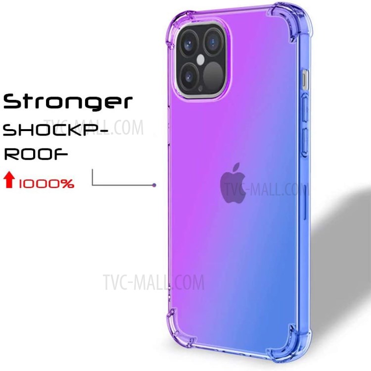 TPU Color Gradient Phone Cover Shell with Four Corner Anti-Fall Design for iPhone 12/12 Pro - Pink/Purple-2