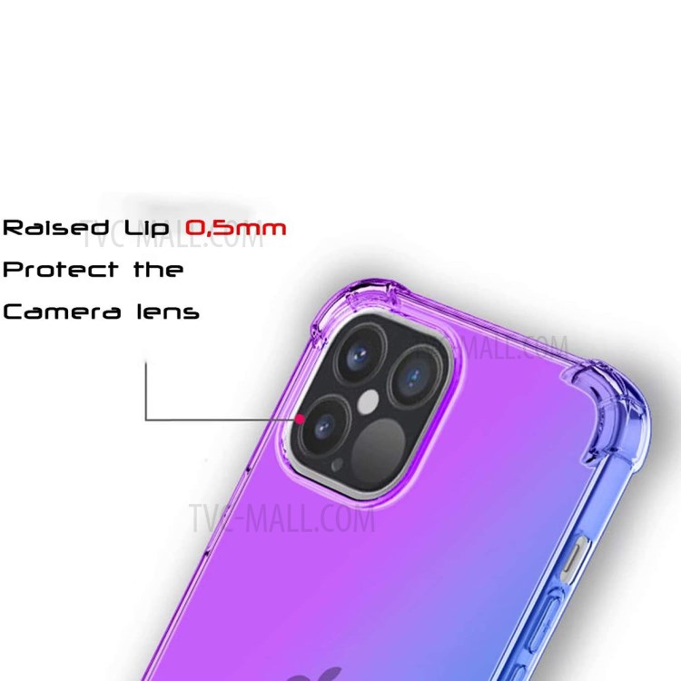 TPU Color Gradient Phone Cover Shell with Four Corner Anti-Fall Design for iPhone 12/12 Pro - Pink/Purple-5