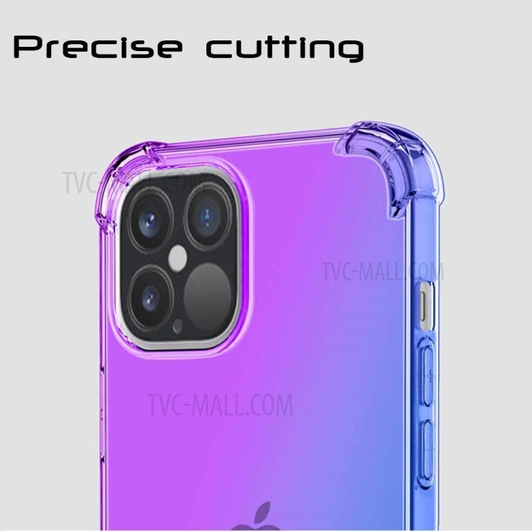 TPU Color Gradient Phone Cover Shell with Four Corner Anti-Fall Design for iPhone 12/12 Pro - Pink/Purple-8