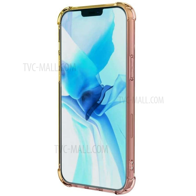 TPU Color Gradient Four Corner Anti-Fall Phone Cover Shell for iPhone 12 Pro Max - Black/Gold-7