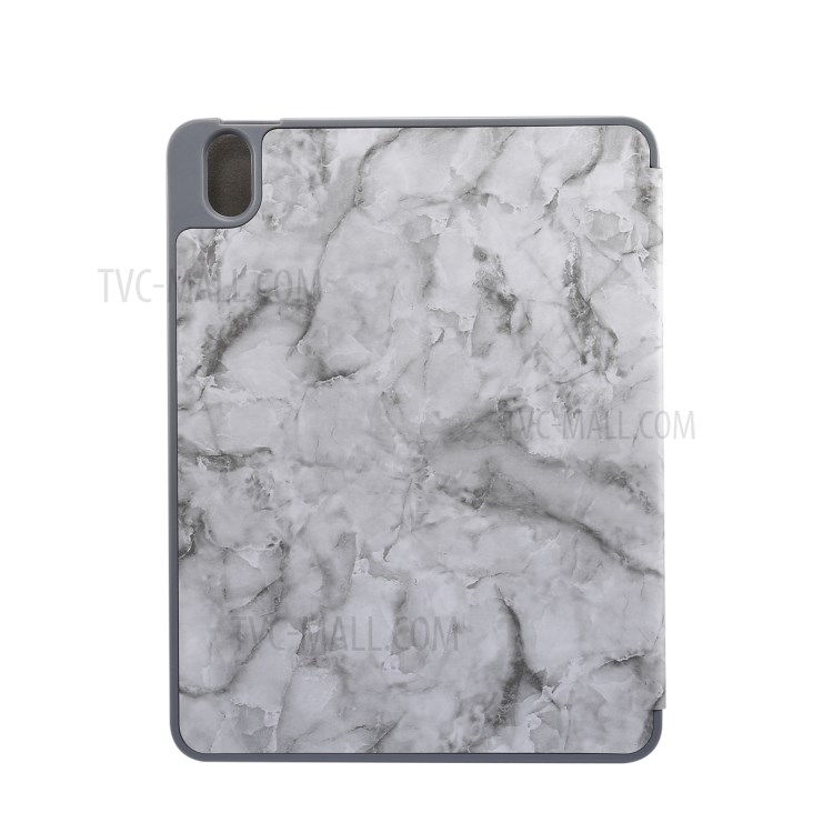 Marble Texture Tri-fold Stand PU Leather + TPU Case with Pen Slot for iPad Air (2020) - Black-3