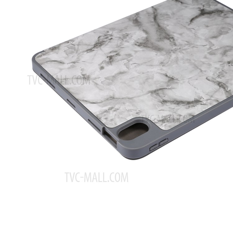 Marble Texture Tri-fold Stand PU Leather + TPU Case with Pen Slot for iPad Air (2020) - Black-4