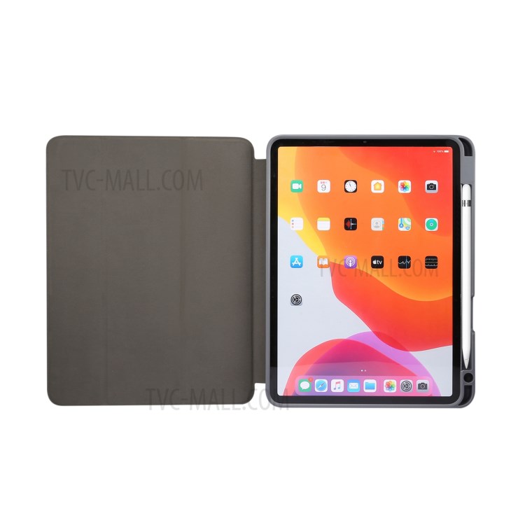 Marble Texture Tri-fold Stand PU Leather + TPU Case with Pen Slot for iPad Air (2020) - Black-7
