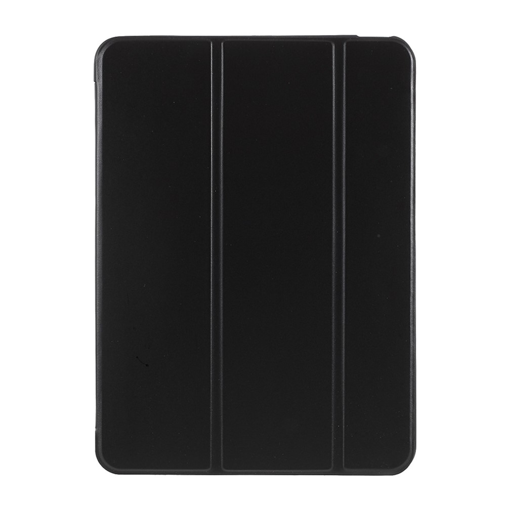 Tablet Shell for iPad Air (2020) Tri-fold Stand Silicone + Leather Case - Black-1