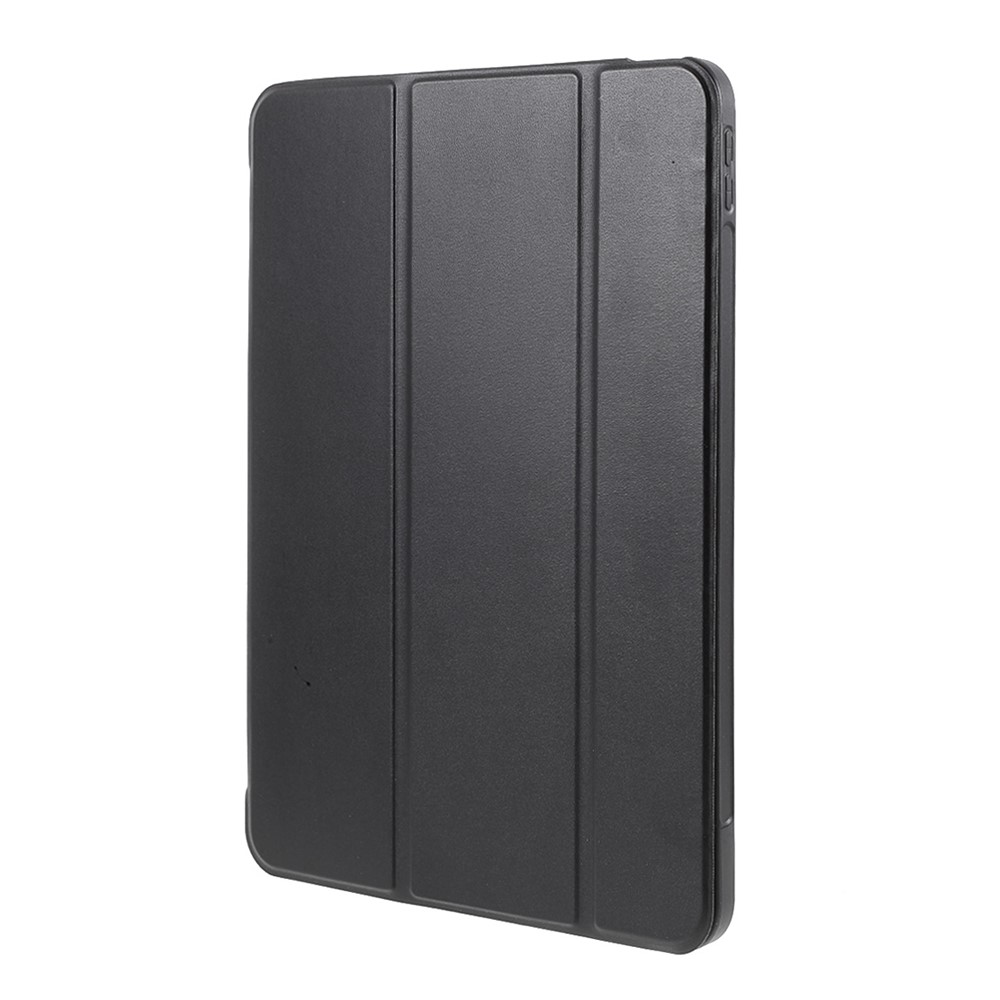 Tablet Shell for iPad Air (2020) Tri-fold Stand Silicone + Leather Case - Black-2