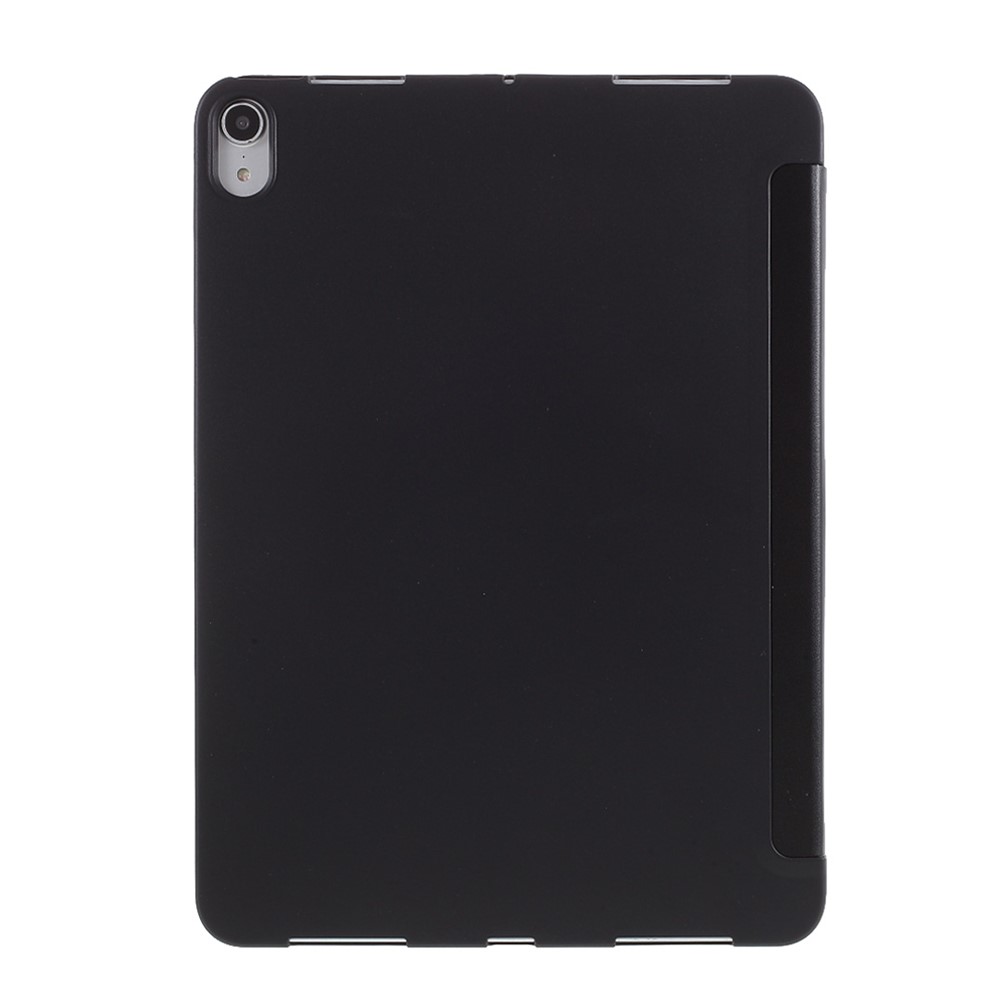 Tablet Shell for iPad Air (2020) Tri-fold Stand Silicone + Leather Case - Black-3
