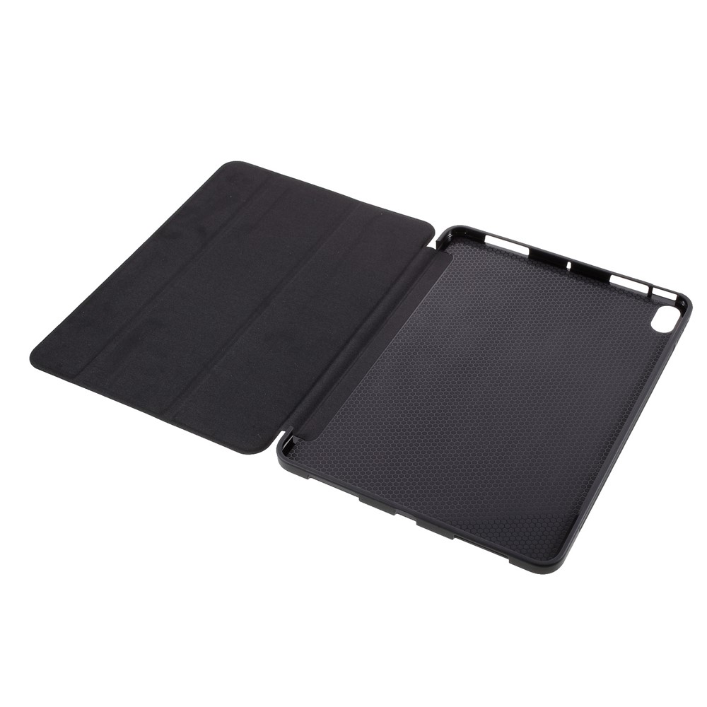 Tablet Shell for iPad Air (2020) Tri-fold Stand Silicone + Leather Case - Black-7