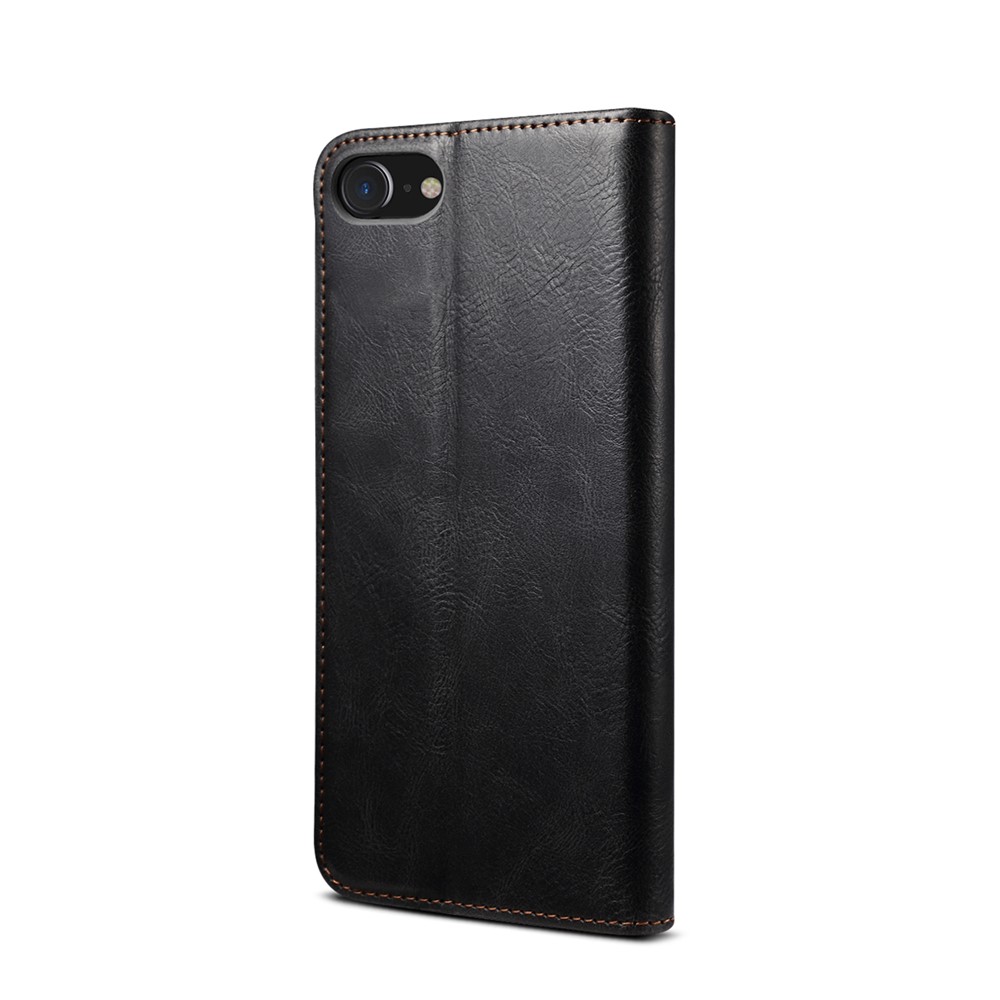 Auto-Absorbed Waxy Crazy Horse Texture Wallet Leather Phone Stand Cover Case for iPhone 7/8/SE (2nd Generation) - Black-3