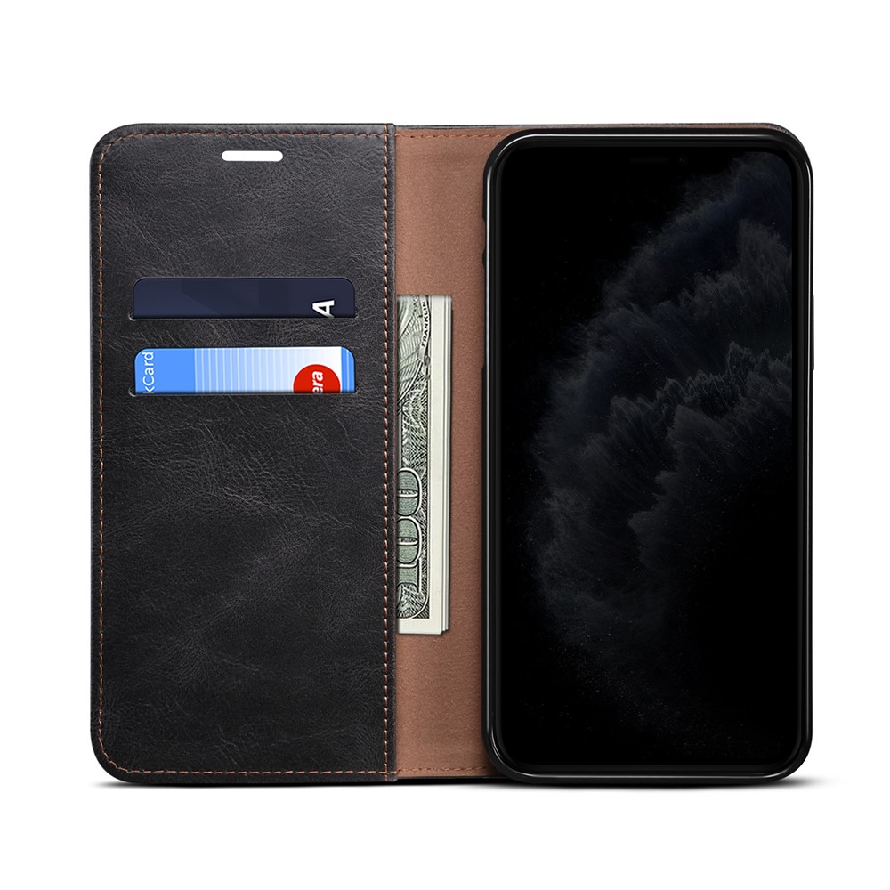 Auto-Absorbed Waxy Crazy Horse Texture Wallet Leather Phone Stand Cover Case for iPhone 7/8/SE (2nd Generation) - Black-5