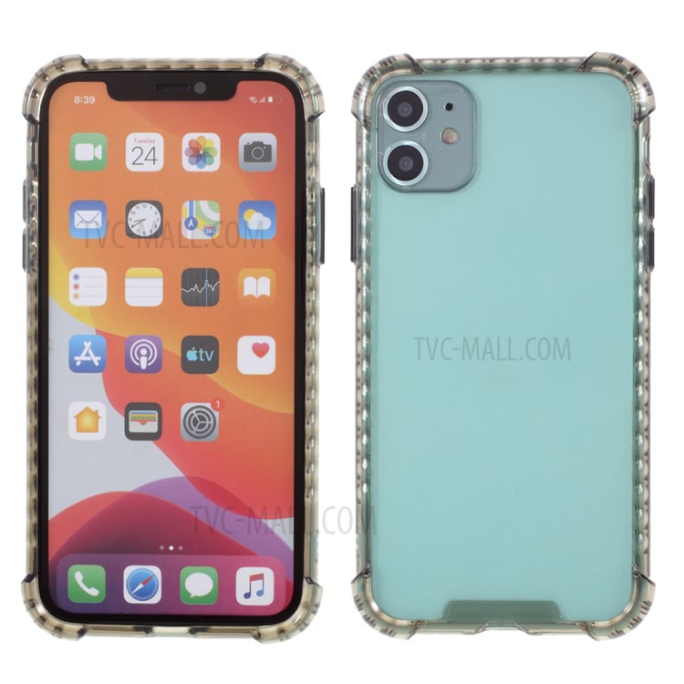 High Quality Drop-Proof TPU + Acrylic Phone Crystal Clear Cover Case for iPhone 11 - Transparent Black-1
