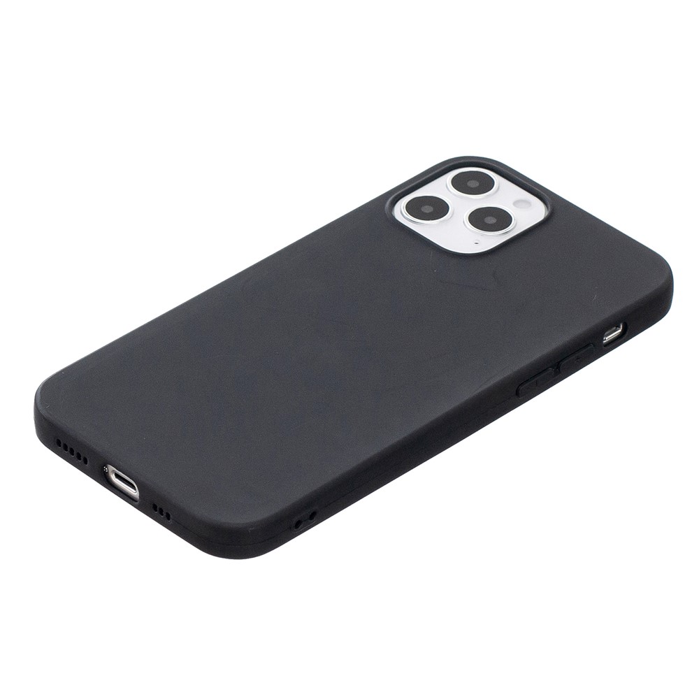 Pure Colour Matte Soft TPU Cover Phone Case for iPhone 12 Pro / iPhone 12 - Black-2