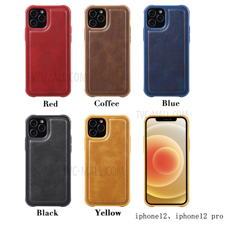 Magnetic Destacável 2-in-1 Stand Wallet Telefone Caixa Com Pulseira Para Iphone 12/12 Pro - Marrom Claro-26