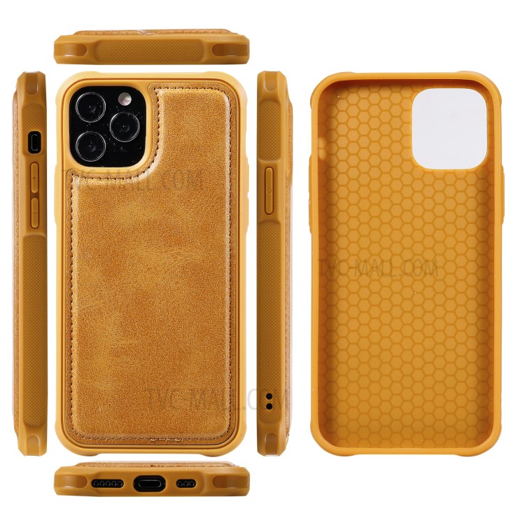 Magnetic Destacável 2-in-1 Stand Wallet Telefone Caixa Com Pulseira Para Iphone 12/12 Pro - Marrom Claro-3