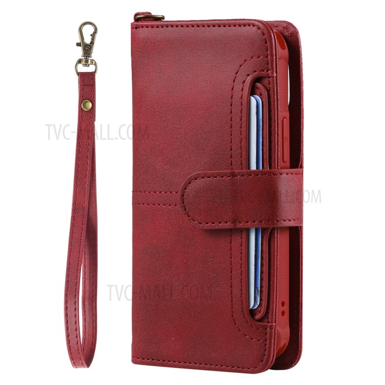 Caso De Carteira De Suporte De Telefone Magnético 2-in-1 Para IPhone 12 Mini - Vermelho-18