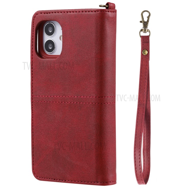 Caso De Carteira De Suporte De Telefone Magnético 2-in-1 Para IPhone 12 Mini - Vermelho-19
