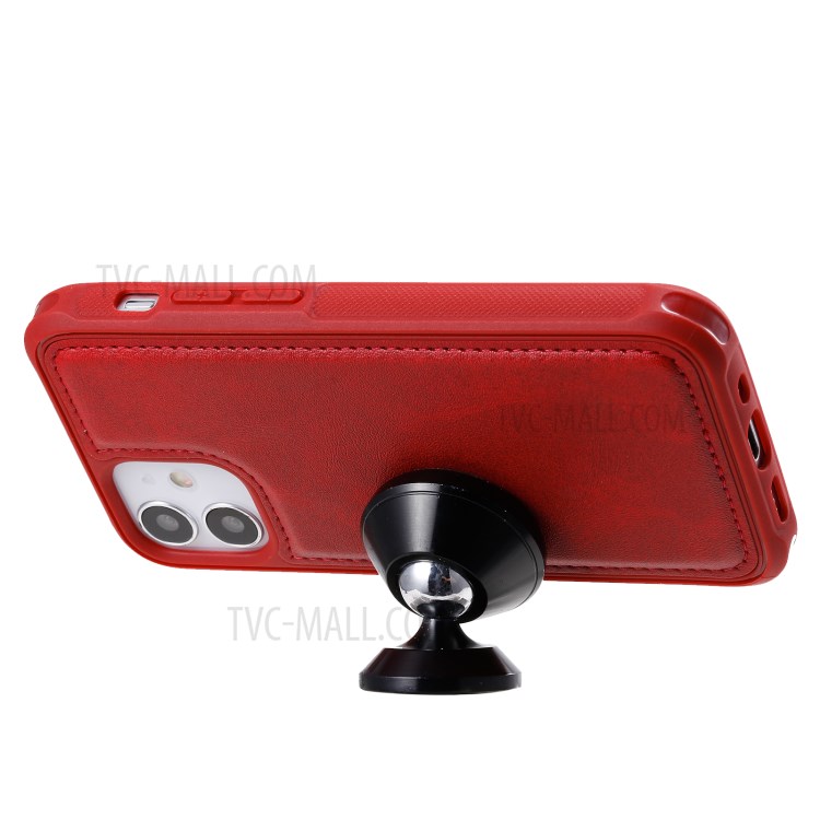 Caso De Carteira De Suporte De Telefone Magnético 2-in-1 Para IPhone 12 Mini - Vermelho-25