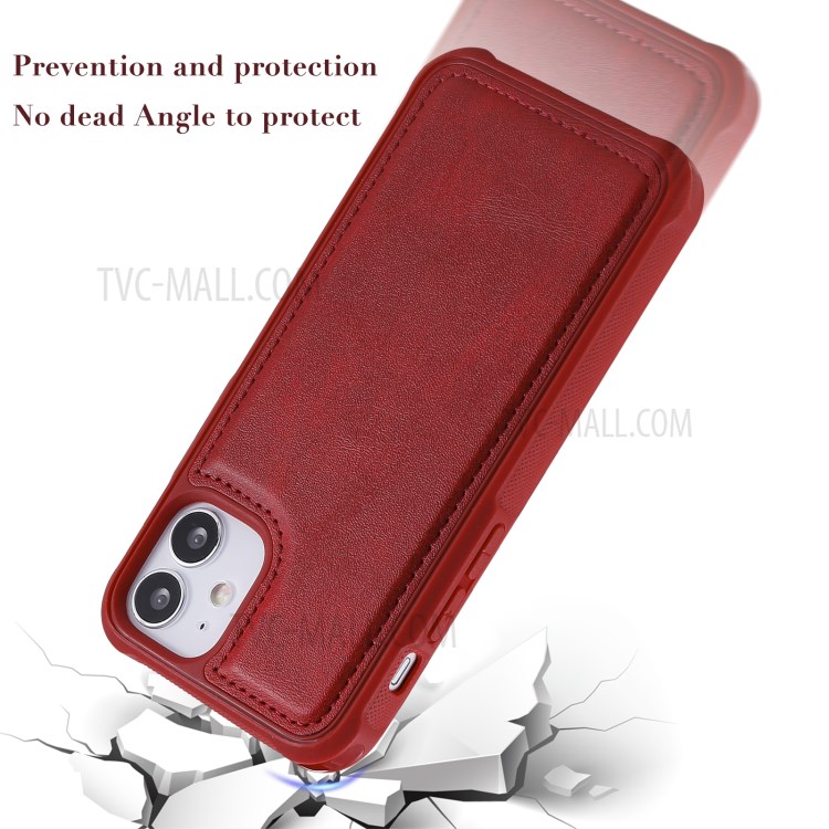 Caso De Carteira De Suporte De Telefone Magnético 2-in-1 Para IPhone 12 Mini - Vermelho-6