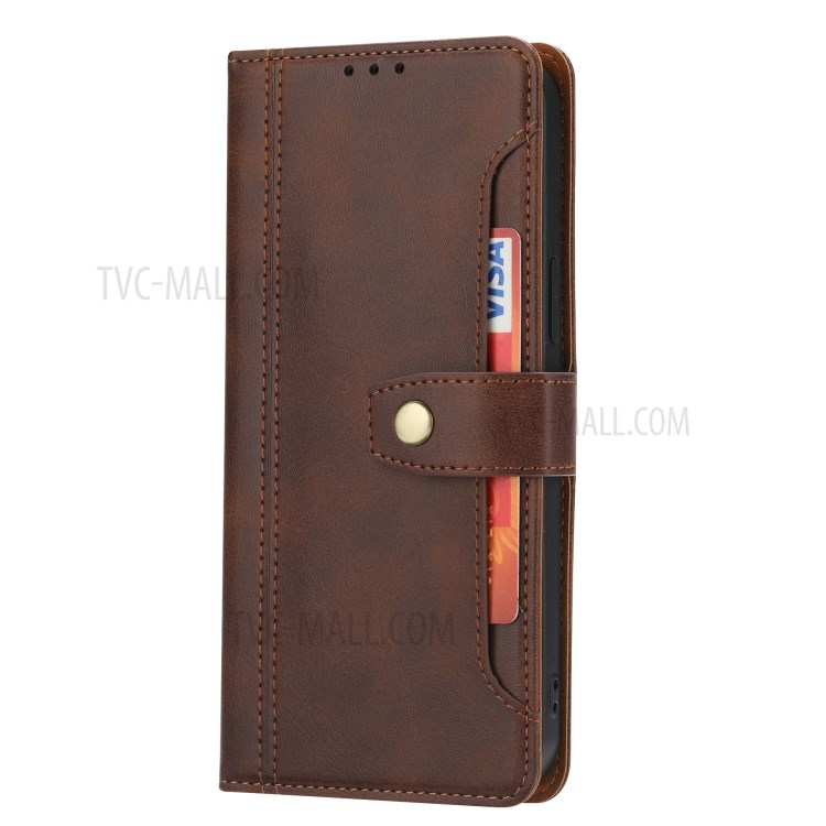 Leather Wallet Stand Phone Shell with Supporting Stand for iPhone 12 Mini - Brown-3