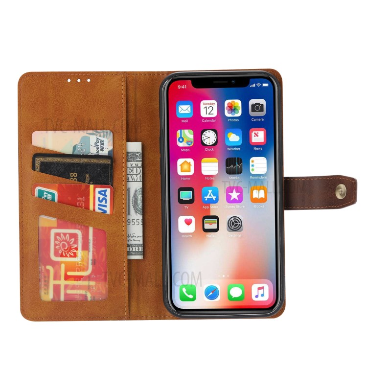 Leather Wallet Stand Phone Shell with Supporting Stand for iPhone 12 Mini - Brown-4