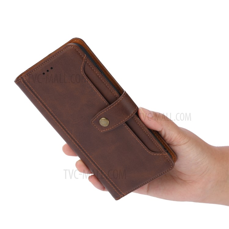 Leather Wallet Stand Phone Shell with Supporting Stand for iPhone 12 Mini - Brown-6
