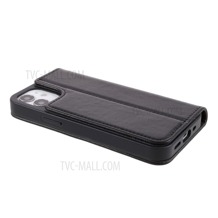 Cáscara De Teléfono De Cuero De Cuero De La Textura De La Serie Crazy Horse De Gebei Kala Con Soporte De Tarjeta Y Soporte Para IPhone 12 Mini - Negro-6