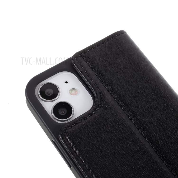 Cáscara De Teléfono De Cuero De Cuero De La Textura De La Serie Crazy Horse De Gebei Kala Con Soporte De Tarjeta Y Soporte Para IPhone 12 Mini - Negro-8