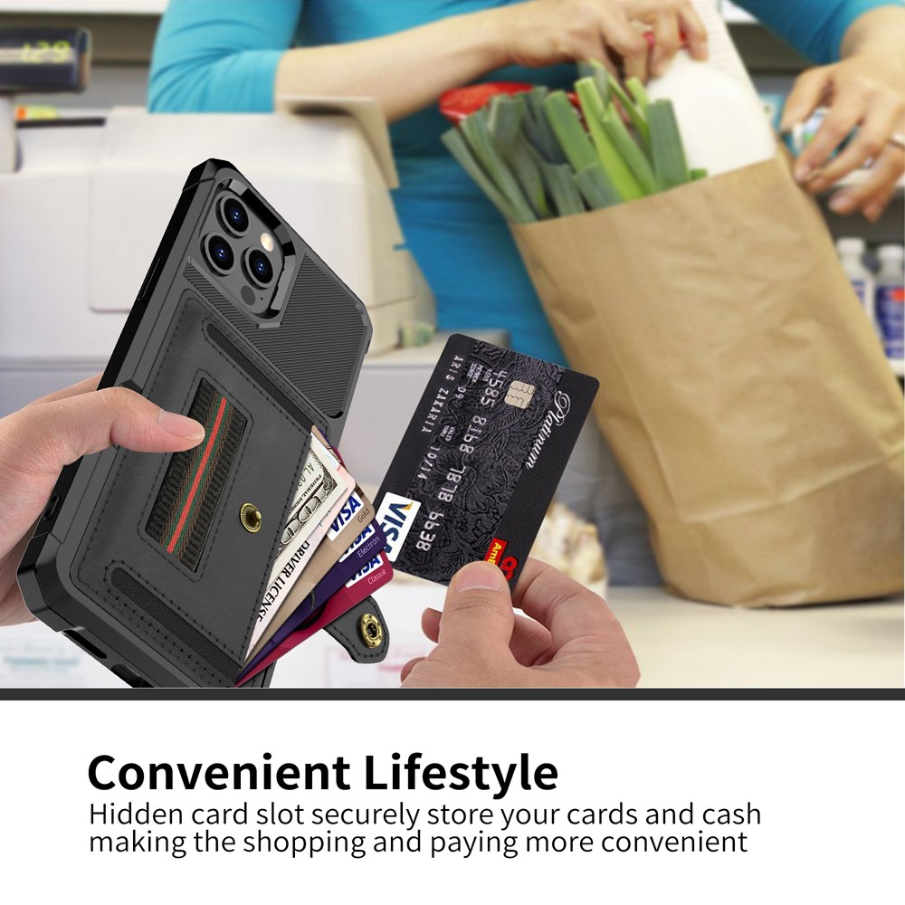 Nylon Series Card Slot + Elastic Strap TPU + PU Leather Phone Protective shell for iPhone 12 Pro Max - Black-7