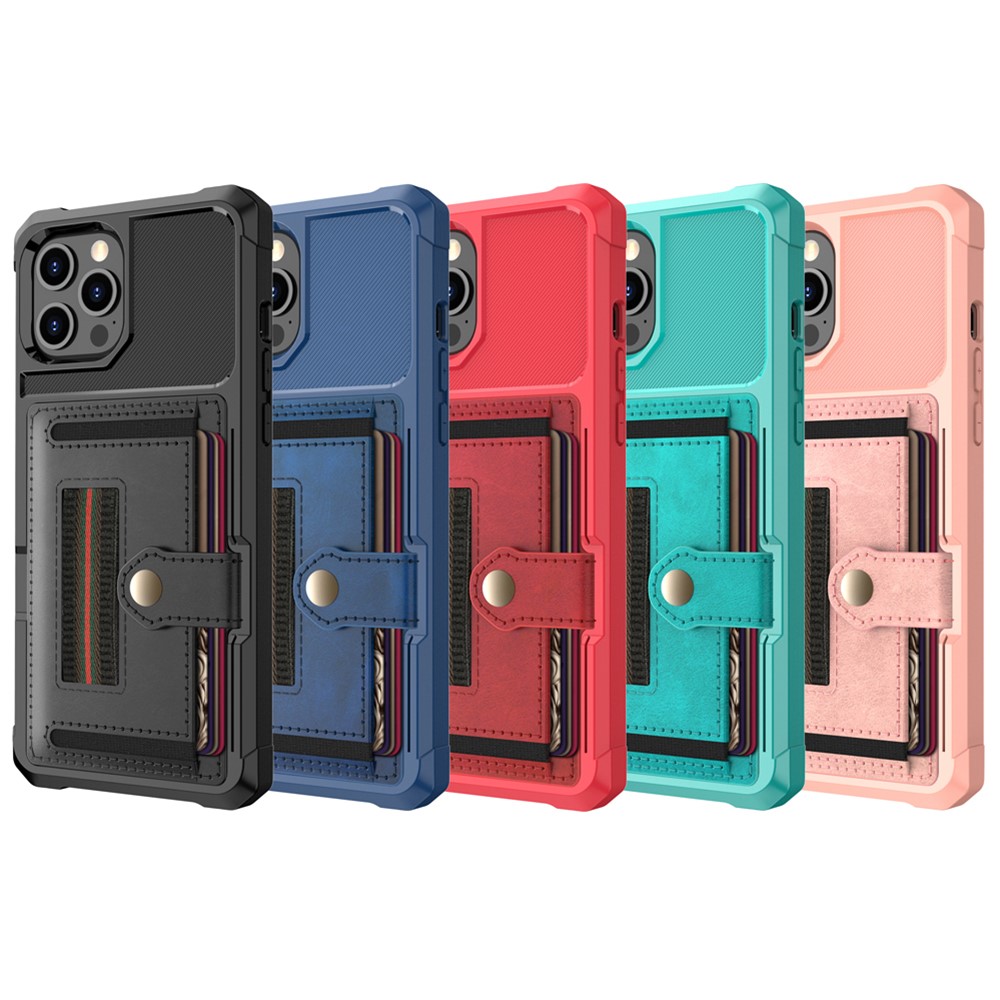 Nylon Series Card Slot + Elastic Strap TPU + PU Leather Phone Protective shell for iPhone 12 Pro Max - Black-9