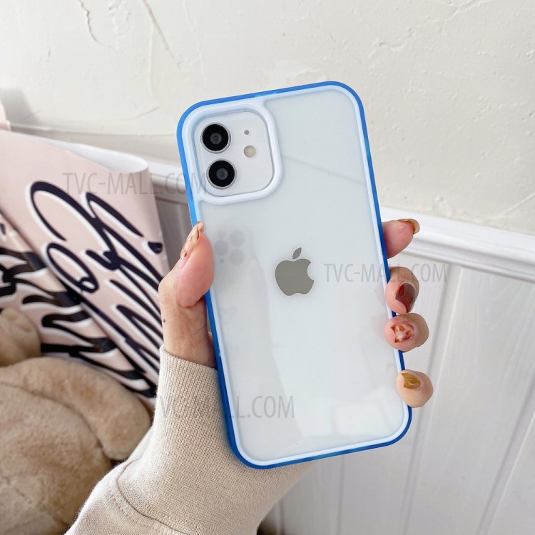 Bi-color Edge Acrylic + TPU Cell Phone Case for iPhone 12/12 Pro - Blue-1