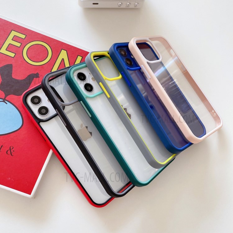 Bi-color Edge Acrylic + TPU Cell Phone Case for iPhone 12/12 Pro - Blue-6