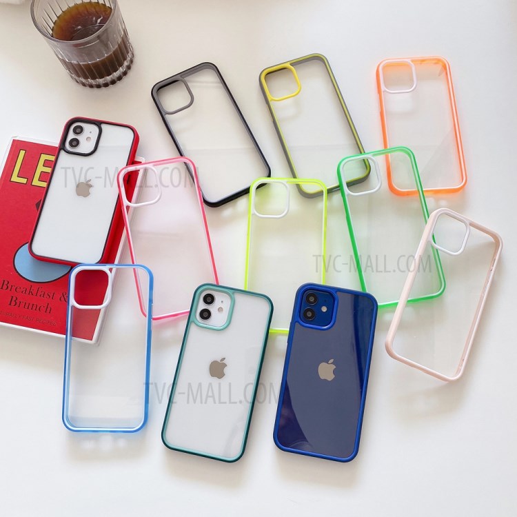 Bi-color Edge Acrylic + TPU Cell Phone Case for iPhone 12/12 Pro - Blue-7