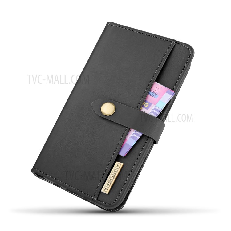 DG.MING for iPhone 12/12 Pro Detachable Split Leather Wallet Case + PC Back Cover - Black-10