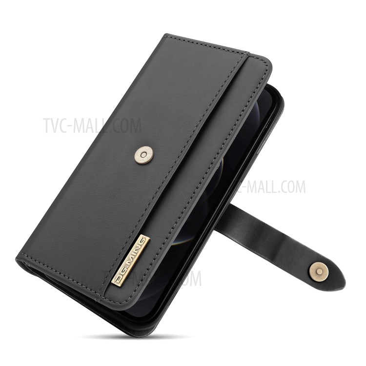 DG.MING for iPhone 12/12 Pro Detachable Split Leather Wallet Case + PC Back Cover - Black-11