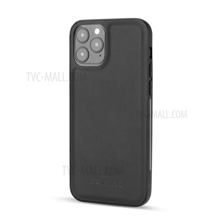 DG.MING for iPhone 12/12 Pro Detachable Split Leather Wallet Case + PC Back Cover - Black-5